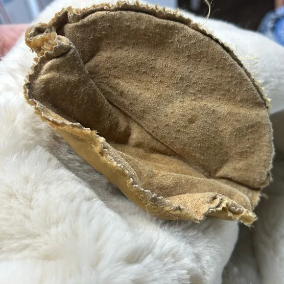 Vintage Leather Penny Lane Style Coat M Faux Fur Boho Daisy Jones Statement - Picture 7 of 16